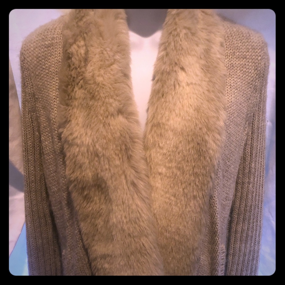 Ella Moss fur shawl collar sweater